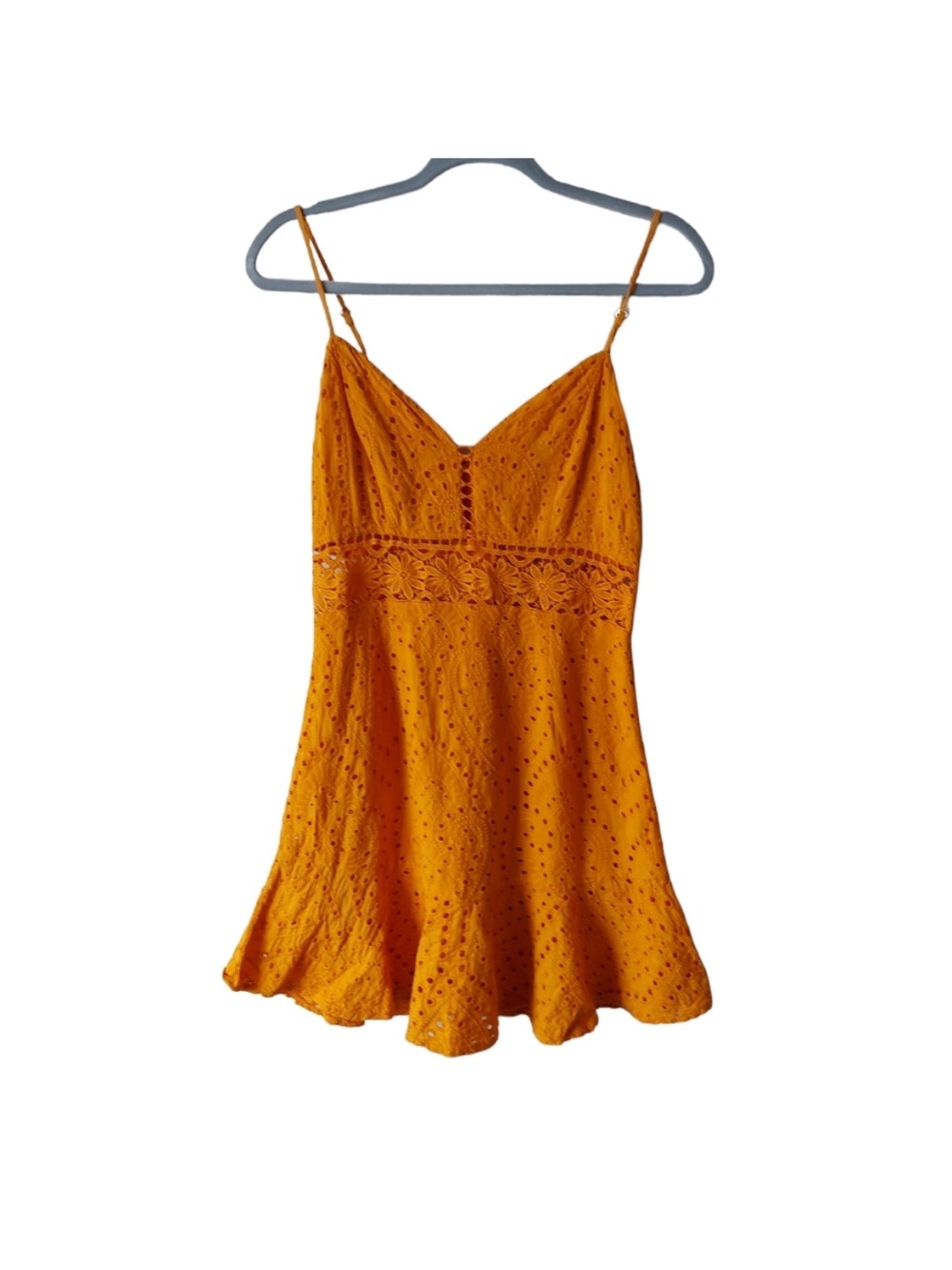 Fashion Nova Orange Lace & Eyelet Mini Sundress Fit And Flare Size Medium